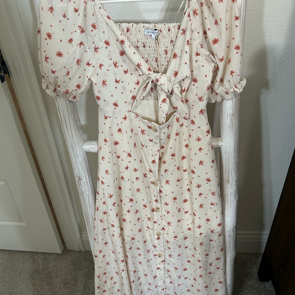 Crescent Cream and Red Floral Dress
